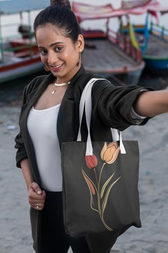 Art to Doors | Orange and Red Blooms | Tote Bags | Shopping Bag For Grocery | Aesthetic Carry Bag | Tote Bag for Shopping, Travel, office & beach bags for women