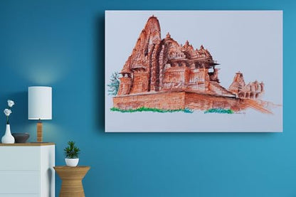 Art to Doors | Khajuraho Temple Complex | Artist Avishek Nag | Horizontal | Art Prints | Home Decor | Gift Items | Wall Art | Canvas Frame