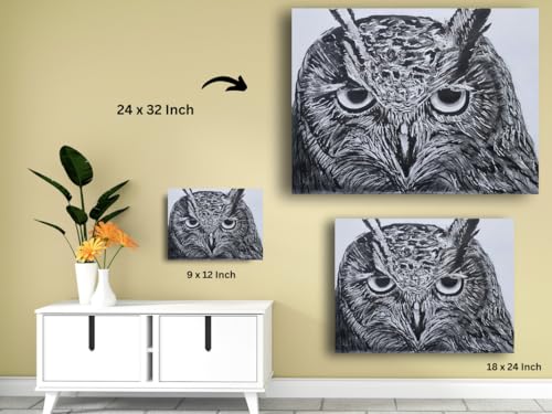 Art to Doors| Pencil Sketch Owl | Artist Vinith Vijayan | Rectangle | Art Print | Home Decor | Wall Decor | Gift Items | Canvas Frame