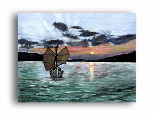 Art to Doors| Sunset Voyage | Artist Uday Kumar Bala Krishna | Rectangle | Art Print | Home Decor | Wall Decor | Gift Items | Canvas Frame