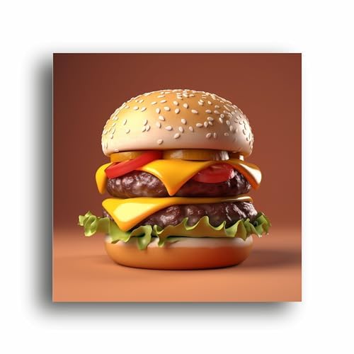 Burger Bliss: Canvas Print - Whet Your Appetite with Delicious Art! | Canvas Wrap Wooden Framed | Personalized Gift For Anniversary, Birthday, Wedding, Home Decor