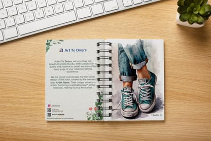 Art to Doors | Walk A Mile In My Shoes | Artist Riika Kandhola | Spiral Notebooks | A5 Size Paper | 120 Pages | 70 GSM Paper | Attractive Cover Designs | Soft Cover | Notebooks for College Students