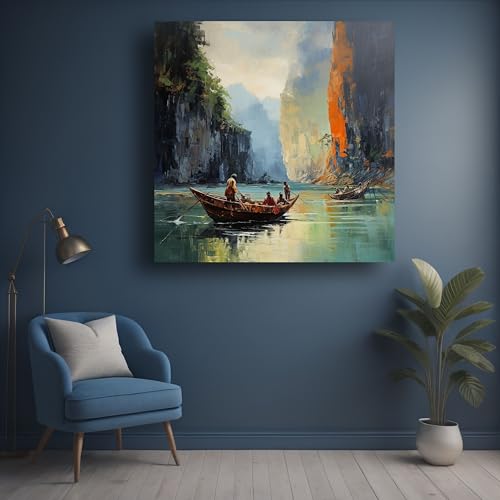 Art to Doors | Couple in Boat Art | Square | Art Print | Home Decor | Wall Decor | Gifts for Women | Gifts for Men | Gift Items | Wall Art