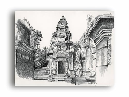 Art to Doors | A View Of Banteay Srei Temple | Artist Avishek Nag | Horizontal | Art Prints | Home Decor | Gift Items | Wall Art | Canvas Frame