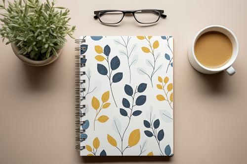 Art to Doors | Colorful Leaf Sprig Repeat | Spiral Notebooks | A5 Size Paper | 120 Pages | 70 GSM Paper | Attractive Cover Designs