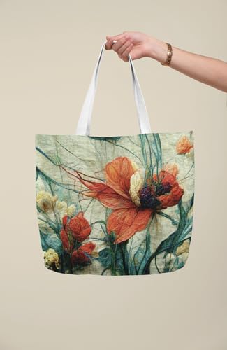 Art to Doors | Dancing Poppies | Tote Bags | Shopping Bag For Grocery | Aesthetic Carry Bag | Tote Bag for Shopping, Travel, office & beach bags for women|