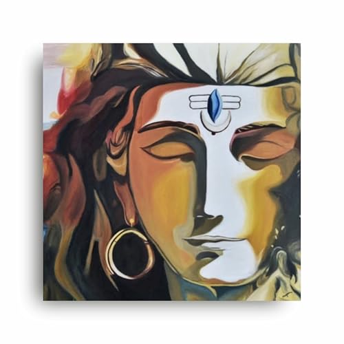 Art to Doors | Meditating Shiva | Artist Mayuri Verma | Square | Art Print | Personalized Gift | Home Decor | Gifts | Wall Decor | Wall Paintings | Wall Art | Wall Hanging (Canvas Frame, 14x14 Inch)