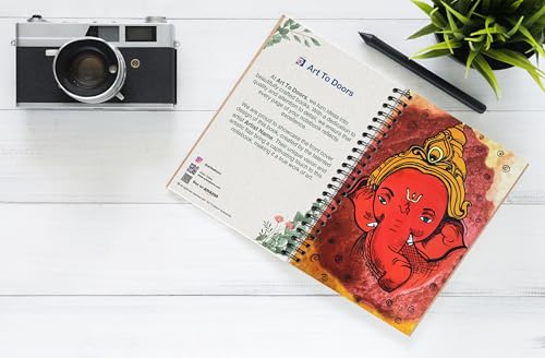 Art to Doors | Red Color Ganesha Art | Artist Surekha S.| Spiral Notebooks | A5 Size Paper | 120 Pages | 70 GSM Paper | Attractive Cover Designs