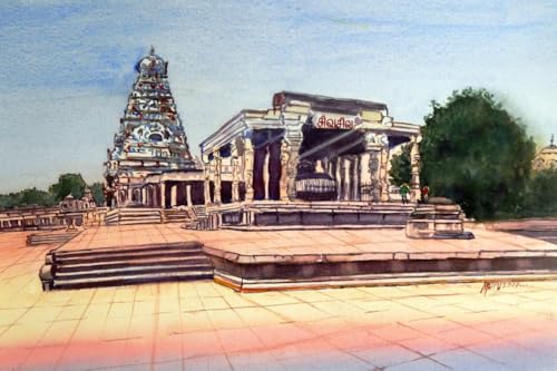 Art to Doors | Big Temple Tanjore | Artist A Murugesan | Rectangle | Art Print | Home Decor | Wall Decor | Gift Items | Canvas Frame