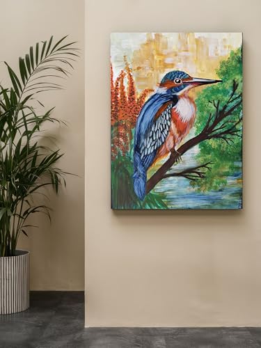 Art to Doors | Beautiful Bird Acrylic Painting | Artist Dipa Sinha | Vertical | Art Prints | Home Decor | Wall Art | Gift Items | Canvas Frame