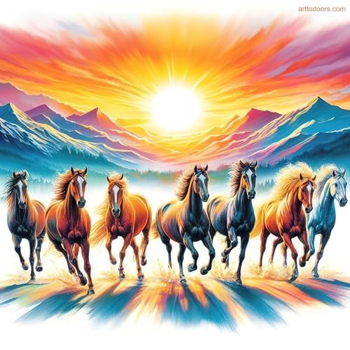 Art to Doors Dynamic Equine Majesty: 7 Horses Canvas Prints