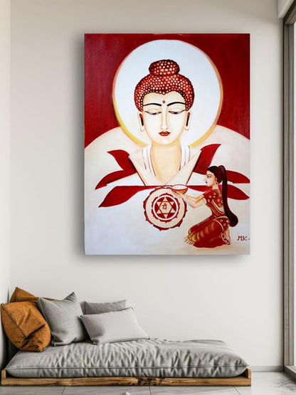 Art to Doors| Budhha | Artist Mamta Kumari | Rectangle | Art Print | Home Decor | Wall Decor | Gift Items | Canvas Frame