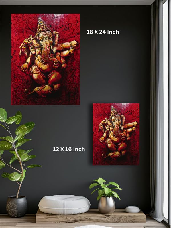 Art to Doors | Dancing Ganesh In Red | Artist Arindam Gupta | Vertical | Art Print | Home Decor | Wall Decor | Gift Items | Wall Art