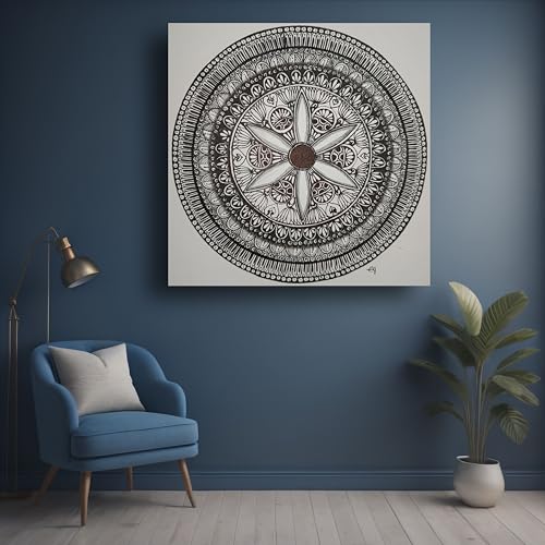 Art to Doors | Monochromatic black mandala | Square | Artist Evancy Grace | Home Decor | Wall Art | Gifts for Women | Gifts for Men | Canvas Frame