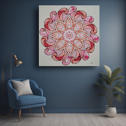 Art to Doors | Pink orange mandala art | Square | Artist Evancy Grace | Home Decor | Wall Art | Gifts for Women | Gifts for Men | Canvas Frame