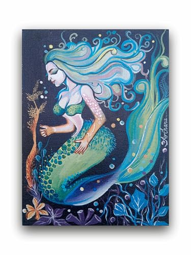 Art to Doors | Mermaid | Artist Archana Sharan | Vertical | Art Prints | Home Decor | Wall Art | Gift Items | Canvas Frame