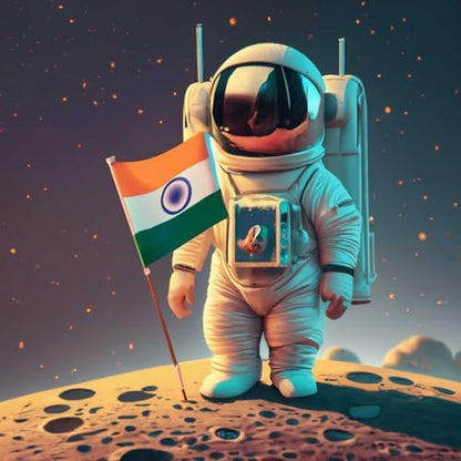 Art to Doors Lunar Pride: India on Moon - Celebrate Indian Space Exploration | Personalized Gift For Anniversary, Birthday, Wedding, Home Decor | Wall Frames For Home & Office (CanvasFrame,8x8Inch,)