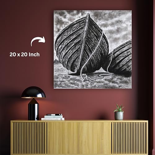 Art to Doors | Boat on the silent mode | Square | Artist Patel Mahendra babar | Home Decor | Wall Art | Gifts for Women | Gifts for Men | Canvas Frame