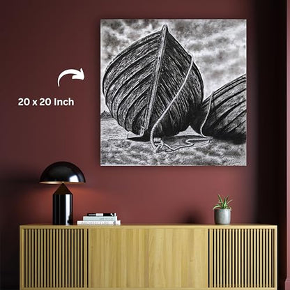 Art to Doors | Boat on the silent mode | Square | Artist Patel Mahendra babar | Home Decor | Wall Art | Gifts for Women | Gifts for Men | Canvas Frame