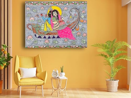 Art to Doors | Madhubani Art Radha Krishna | Artist Drasty Solanki | Horizontal | Art Prints | Home Decor | Gift Items | Wall Art | Canvas Frame