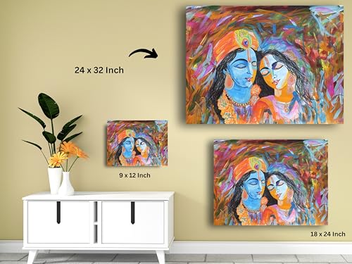 Art to Doors | Radha Krishna art | Artist Bindu Kamboj | Horizontal | Art Prints | Home Decor | Gift Items | Wall Art | Canvas Frame