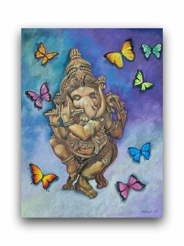 Art to Doors | Dancing Ganesha Acrylic | Artist Pinaki Bhattacharya | Rectangle | Art Print | Home Decor | Wall Decor | Gift Items | Canvas Frame