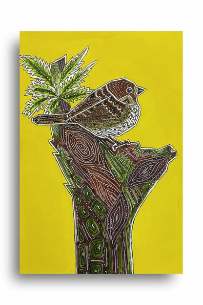 Art to Doors | House Sparrow | Artist Puja Kumari | Vertical | Art Prints | Home Decor | Wall Art | Gift Items | Canvas Frame