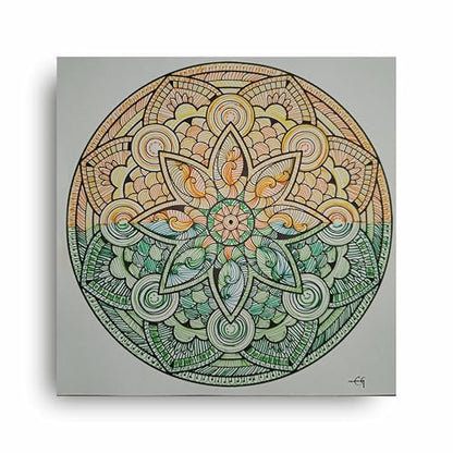 Art to Doors | Dual shaded Mandala art | Square | Artist Evancy Grace | Home Decor | Wall Art | Gifts for Women | Gifts for Men | Canvas Frame