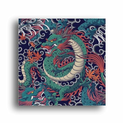 Art to Doors Decor Japanese Dragon: Ancient Symbol of Strength and Power | Wall Frames For Home Office | Personalized Gift For Anniversary, Birthday, Wedding, Home Decor