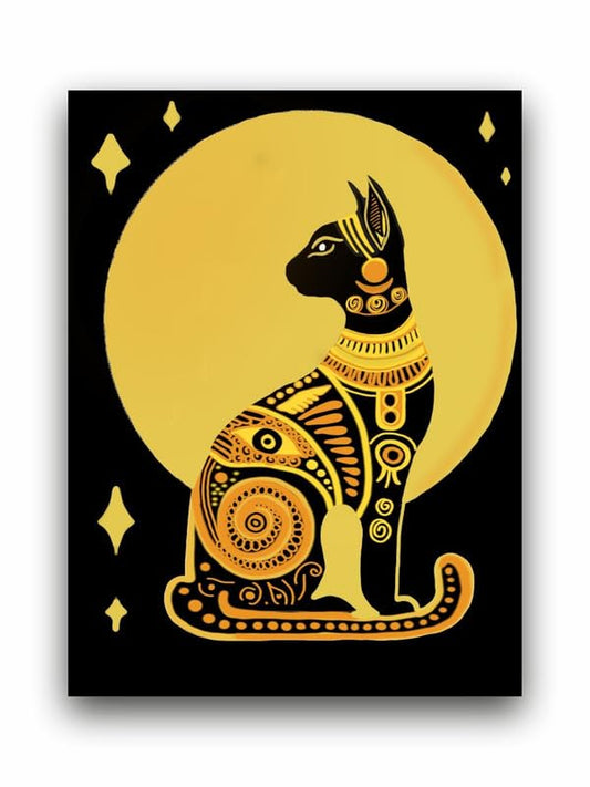 Art to Doors | Egyptian Cat | Artist Mohini Malviya | Vertical | Art Prints | Home Decor | Wall Art | Gift Items | Canvas Frame