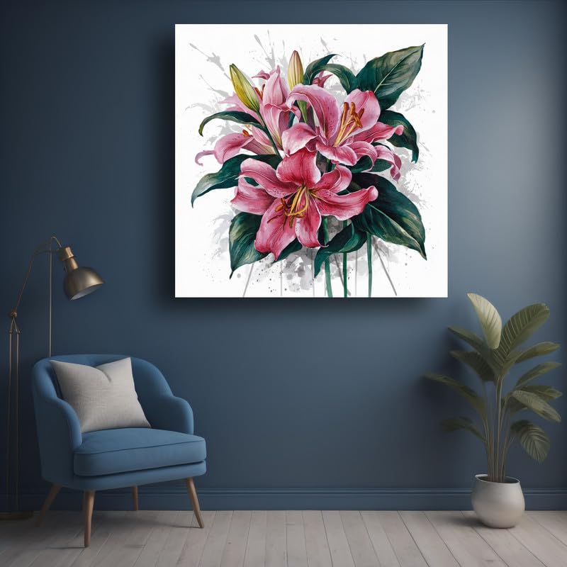 Art to Doors | Watercolour Lilium | Square | Artist Riika Kandhola | Home Decor | Wall Art | Gifts for Women | Gifts for Men | Canvas Frame