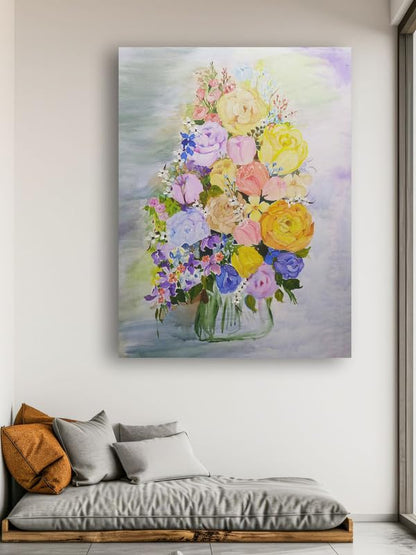 Art to Doors | Bunch Of Flowers | Artist Alka Mathur | Vertical | Art Print | Home Decor | Wall Decor | Gift Items | Wall Art | Canvas Frame