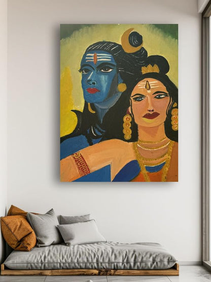 Art to Doors| Shakti Shiv | Artist Jhankar | Rectangle | Art Print | Home Decor | Wall Decor | Gift Items | Canvas Frame