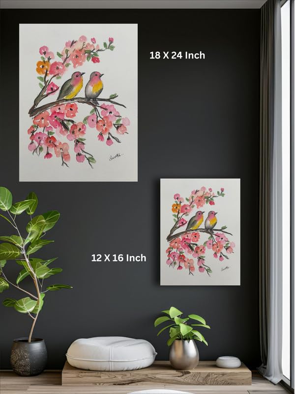 Art to Doors | Love Birds | Artist Swathi | Vertical | Art Prints | Home Decor | Wall Art | Gift Items | Canvas Frame