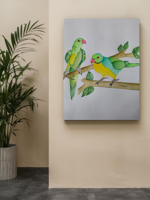 Art to Doors| Two Birds | Artist Shiladitya Chatterjee | Rectangle | Art Print | Home Decor | Wall Decor | Gift Items | Canvas Frame