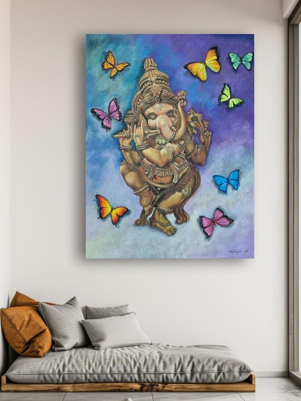 Art to Doors | Dancing Ganesha Acrylic | Artist Pinaki Bhattacharya | Rectangle | Art Print | Home Decor | Wall Decor | Gift Items | Canvas Frame