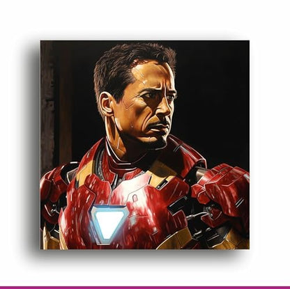 Art to Doors Iron Man's Legacy: Tony Stark Canvas Print - Channel the Genius, Power, and Charm onto Your Walls! | Personalized Gift For Anniversary, Birthday, Wedding, (CanvasFrame,8x8Inch,)