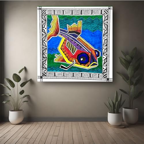 Art to Doors | Fish Madhubani | Artist Puja Kumari | Square | Art Print | Home Decor | Wall Decor | Gifts for Women | Gifts for Men | Wall Art