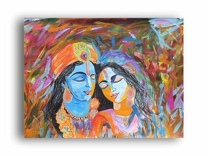 Art to Doors | Radha Krishna art | Artist Bindu Kamboj | Horizontal | Art Prints | Home Decor | Gift Items | Wall Art | Canvas Frame