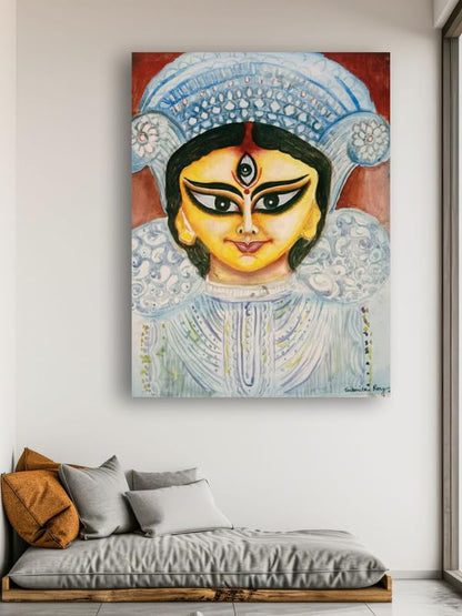 Art to Doors| Maa Durga | Artist Susmita Roy | Rectangle | Art Print | Home Decor | Wall Decor | Gift Items | Canvas Frame