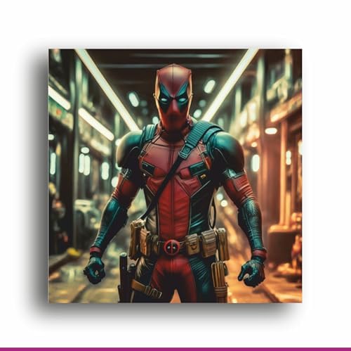 Art to Doors Merc with a Mouth: Deadpool Stands Tall in Dynamic Superhero Illustration! | Personalized Gift For Anniversary, Birthday, Wedding, Home Decor