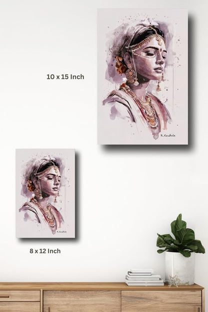 Art to Doors | Beautiful Indian Woman | Artist Riika Kandhola | Vertical | Art Prints | Home Decor | Wall Art | Gift Items | Canvas Frame