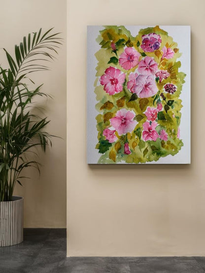 Art to Doors | Hibiscus | Artist Alka Mathur | Vertical | Art Print | Home Decor | Wall Decor | Gift Items | Wall Art | Canvas Frame