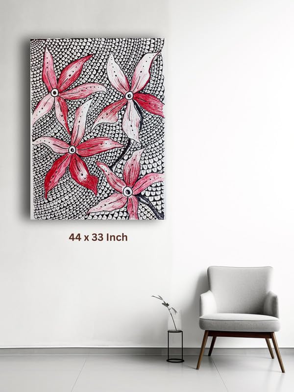 Art to Doors| Red Flowers | Artist Samarpita Banerjee | Rectangle | Art Print | Home Decor | Wall Decor | Gift Items | Canvas Frame