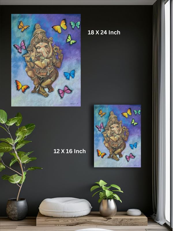 Art to Doors | Dancing Ganesha Acrylic | Artist Pinaki Bhattacharya | Rectangle | Art Print | Home Decor | Wall Decor | Gift Items | Canvas Frame