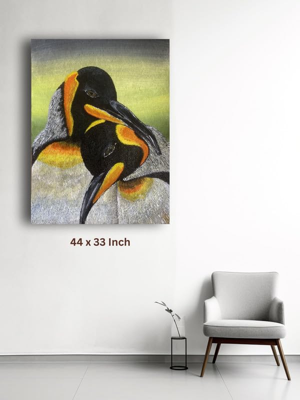 Art to Doors| Penguin Couples In Love | Artist Sowmya R | Rectangle | Art Print | Home Decor | Wall Decor | Gift Items | Canvas Frame