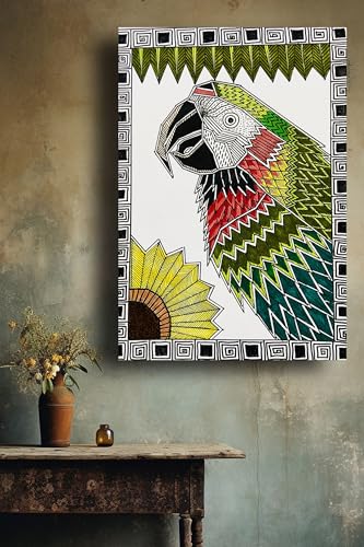 Art to Doors | Macaw Parrot | Artist Puja Kumari | Vertical | Art Prints | Home Decor | Wall Art | Gift Items | Canvas Frame