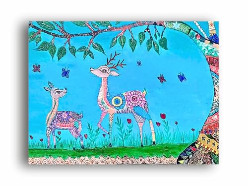 Art to Doors | Madhubani Art | Artist Bably Dubey | Horizontal | Art Print | Home Decor | Wall Decor | Gift Items | Wall Art | Canvas Frame