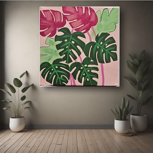 Art to Doors | Pink Leaf | Square | Artist Surya rekha | Home Decor | Wall Art | Gifts for Women | Gifts for Men | Canvas Frame