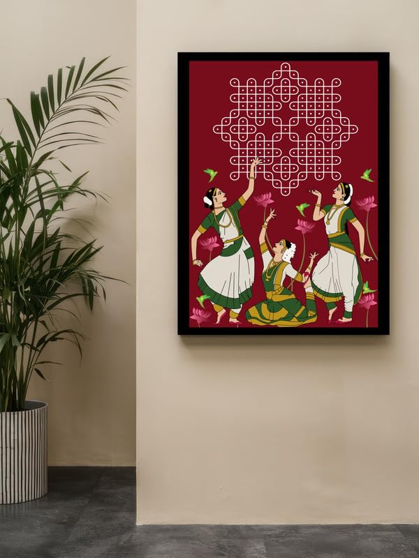 Art to Doors| Divine Dance of Tradition | Artist Mounika Botcha | Rectangle | Art Print | Home Decor | Wall Decor | Gift Items | Canvas Frame